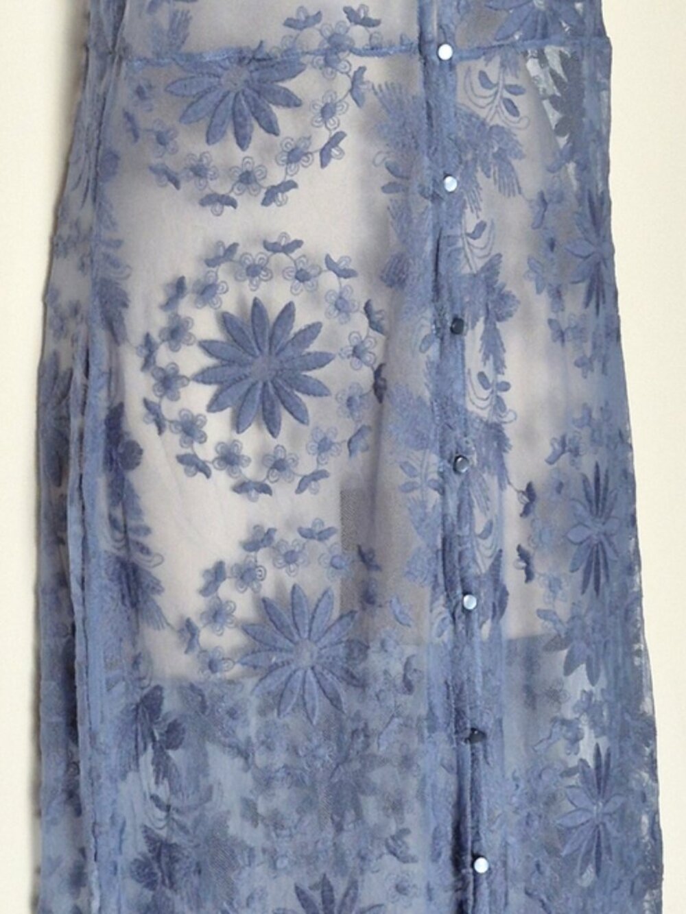 Free People Intimately Sheer Floral Lace Maxi Duster Slip Dress Blue Size M Rare - Picture 3 of 10